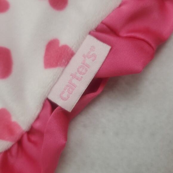 Carters Monkey Rattle Lovey Plush Pink Hearts 12 In Satin Back Security Blanket - Picture 6 of 12